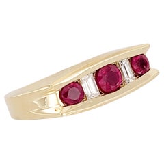 Burmese Ruby and Diamond Men Band in 18K Yellow Gold