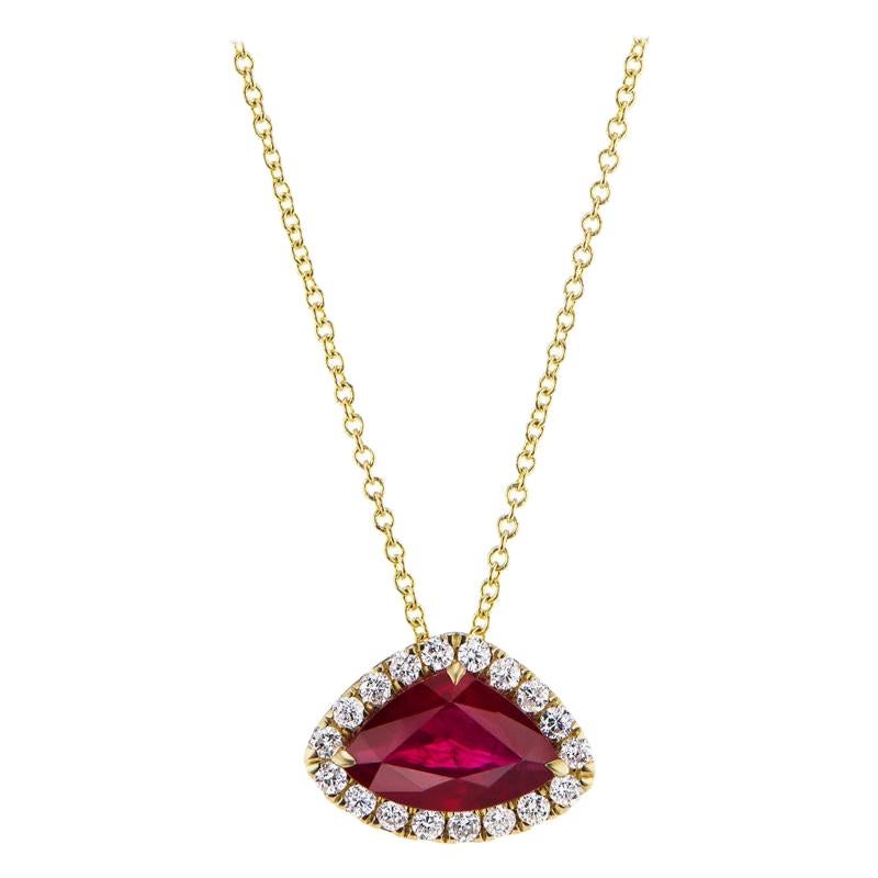 Burmese Ruby and Diamond Pendant by RayazTakat For Sale