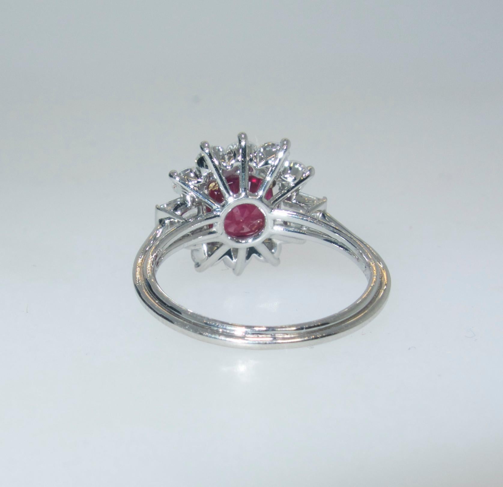 Burmese Ruby and Diamond Ring In Excellent Condition In Aspen, CO
