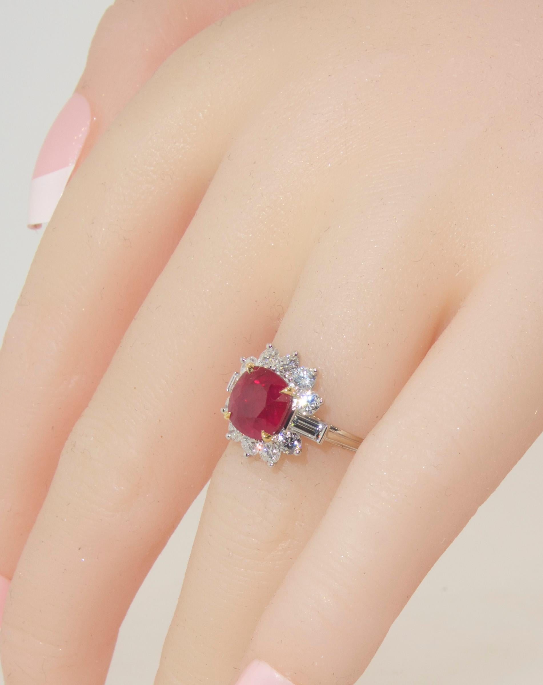 Women's or Men's Burmese Ruby and Diamond Ring