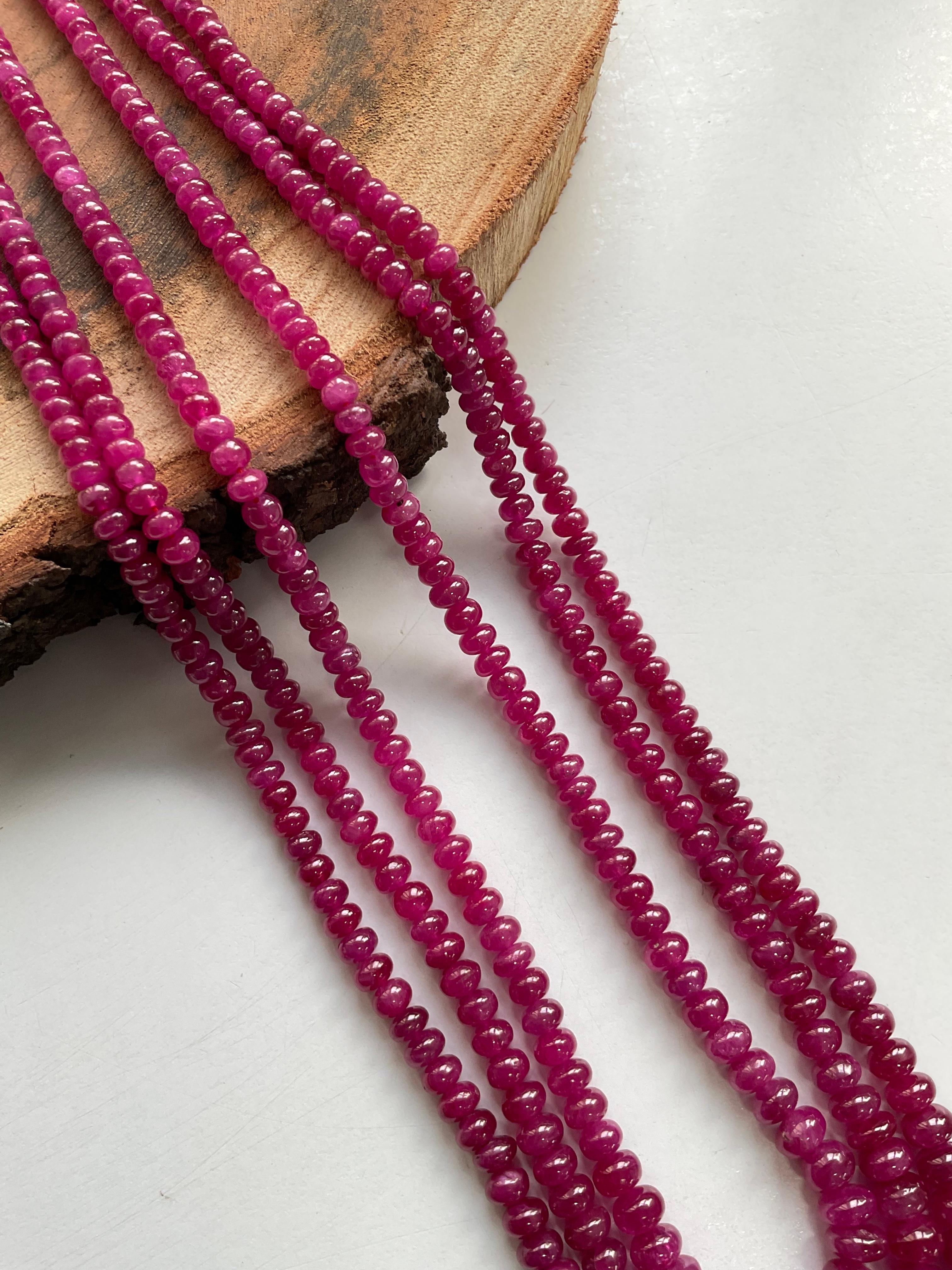 Burma Ruby Beaded Jewelry Necklace Rondelle Beads Gem quality
Size : 3 To 8 MM 
Weight : 401.35 Carats
Line : 3

