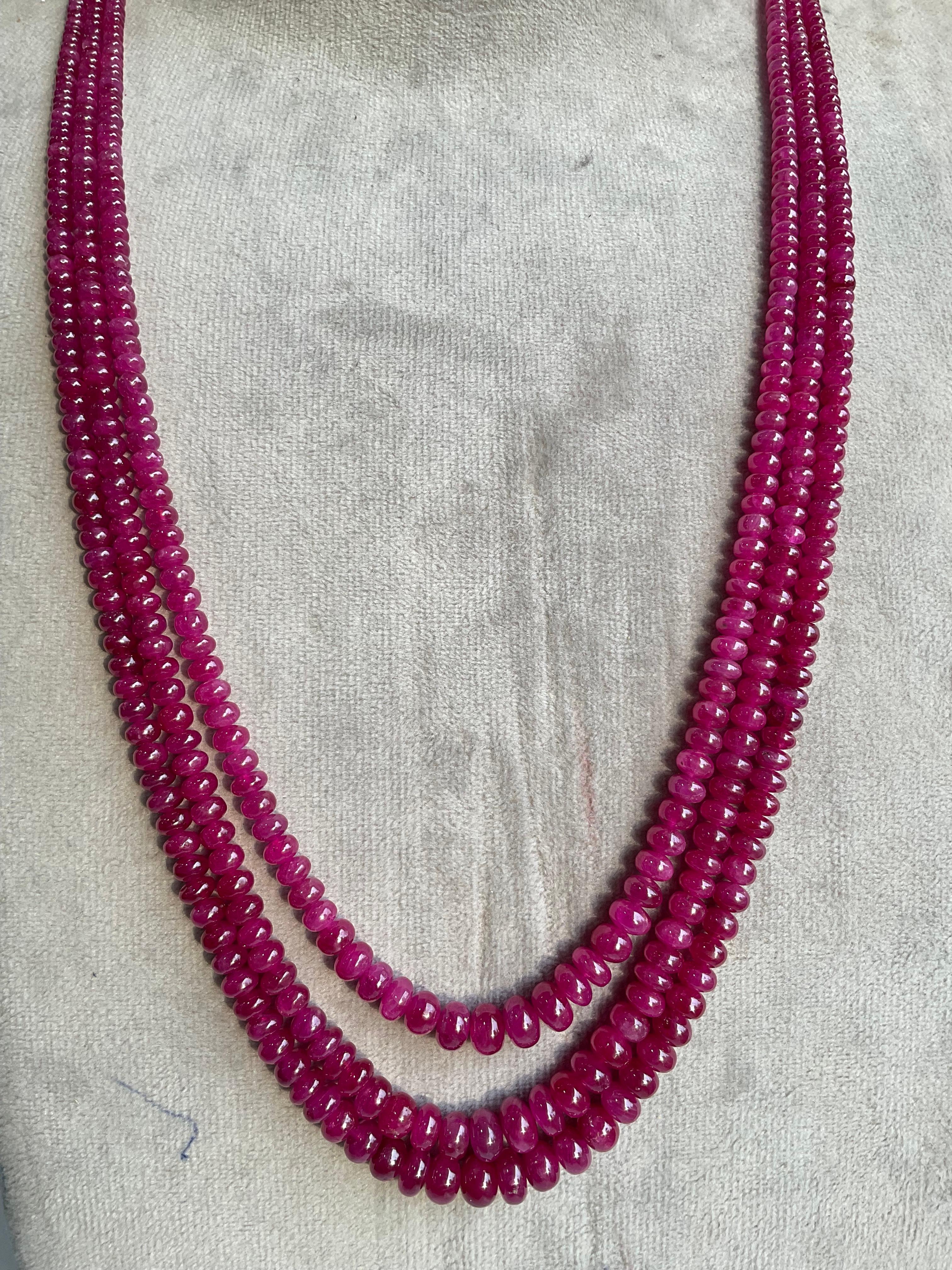 Women's or Men's Burmese Ruby Beaded Jewelry Necklace Rondelle Beads Gem Quality