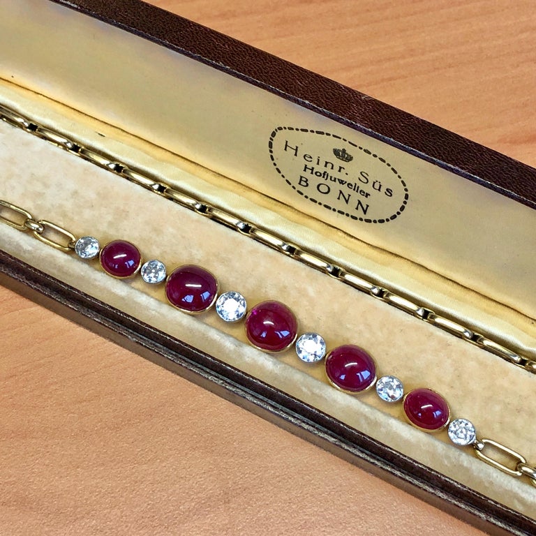 Burmese Ruby Cabochon and Old Cut Diamond Necklace/Bracelet, circa 1890s For Sale 5