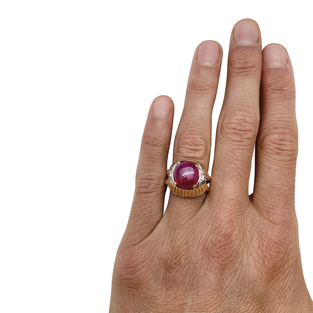 Burmese Ruby Cabochon on a 1950s Cocktail Ring 4