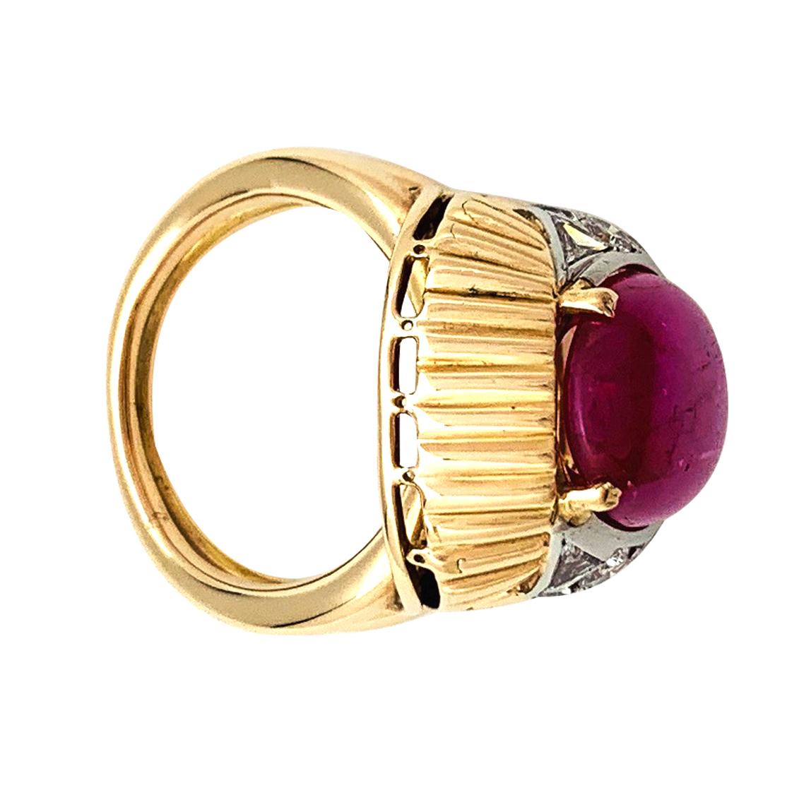 Burmese Ruby Cabochon on a 1950s Cocktail Ring 1