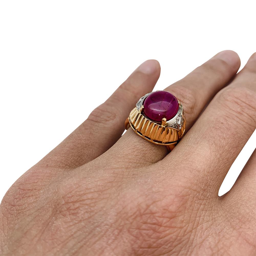 Burmese Ruby Cabochon on a 1950s Cocktail Ring 3