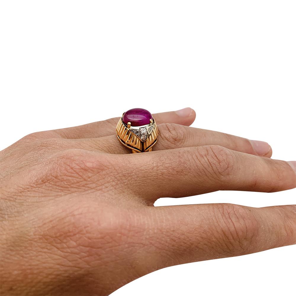 Burmese Ruby Cabochon on a 1950s Cocktail Ring 5