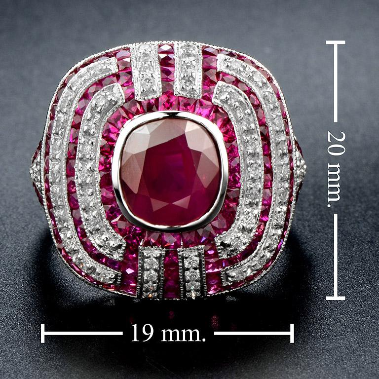 Women's Burmese Ruby Diamond Cocktail Ring