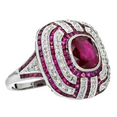 ruby and diamond cocktail ring Burmese Ruby Diamond Cocktail Ring