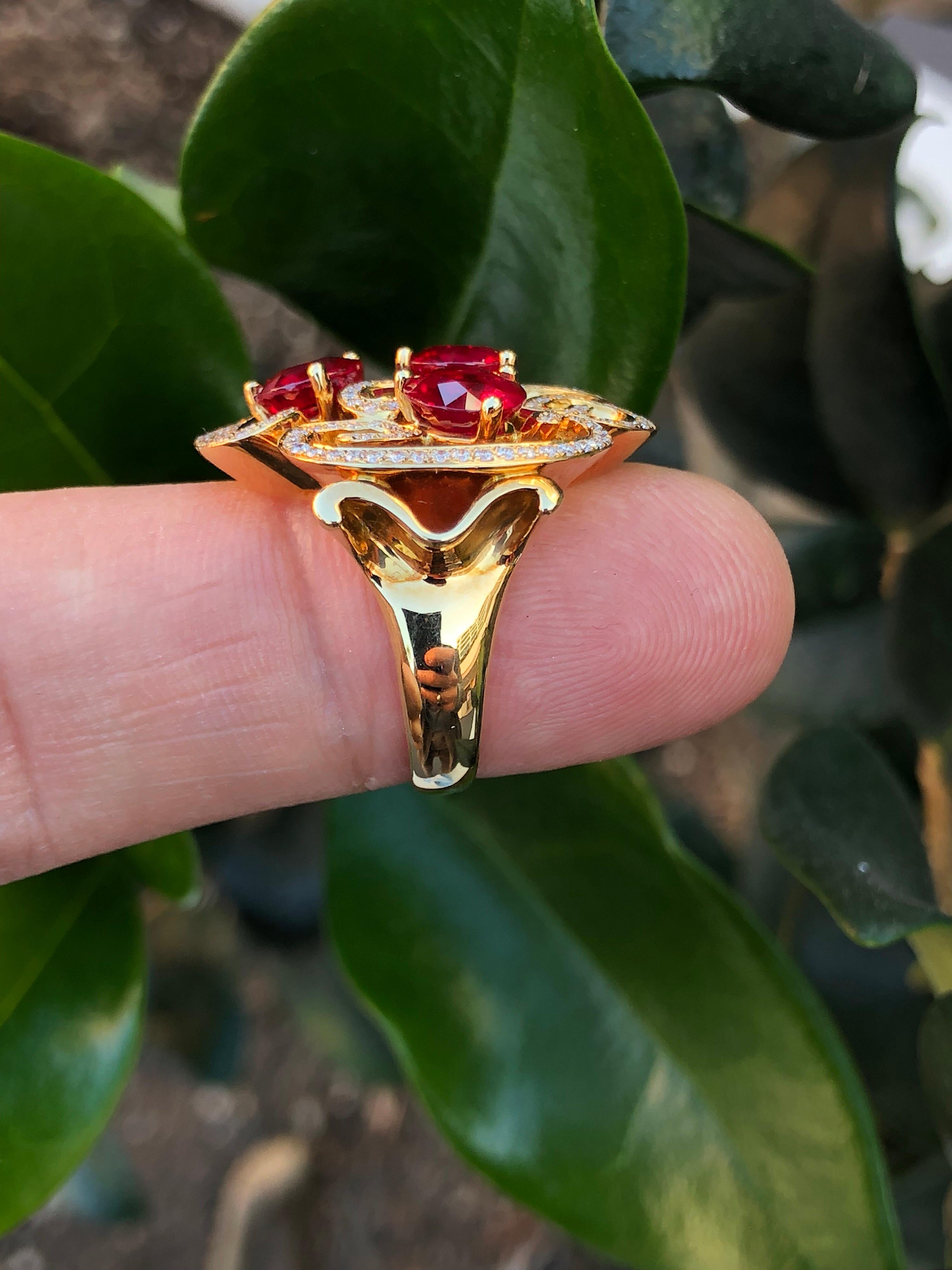 Burma Ruby Ring 3.82 Carats In New Condition In Beverly Hills, CA