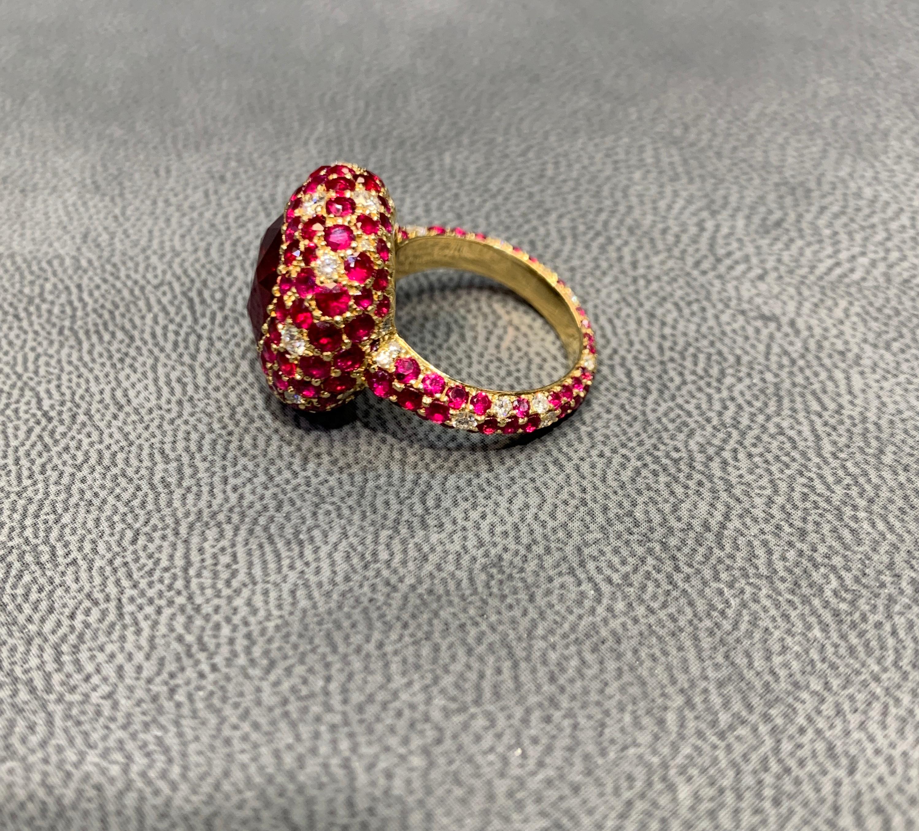 Women's or Men's Burmese Ruby and Diamond Gold Ring- MAREKT PLACE 