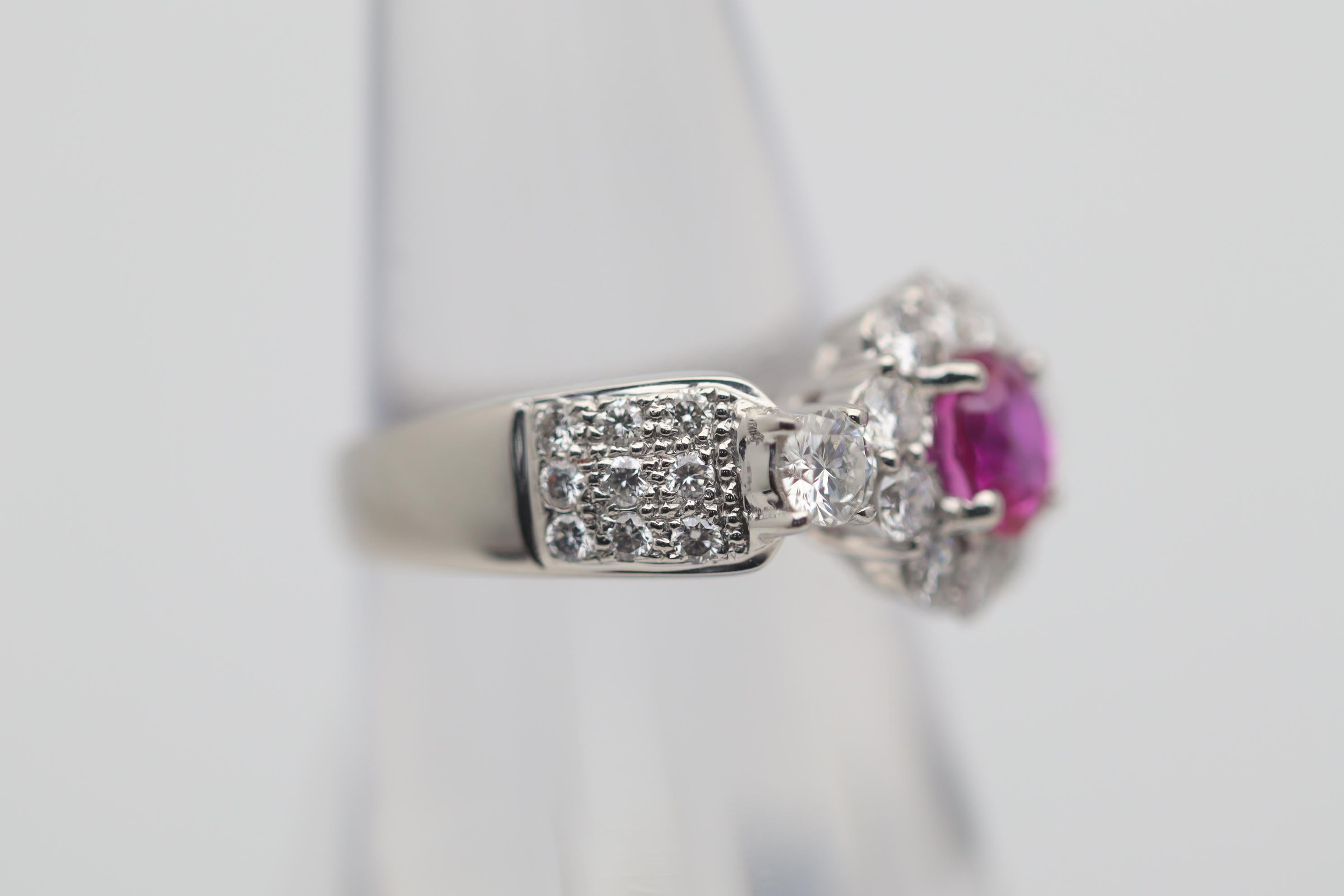 Burmese Ruby Diamond Platinum Ring, GIA Certified In New Condition For Sale In Beverly Hills, CA