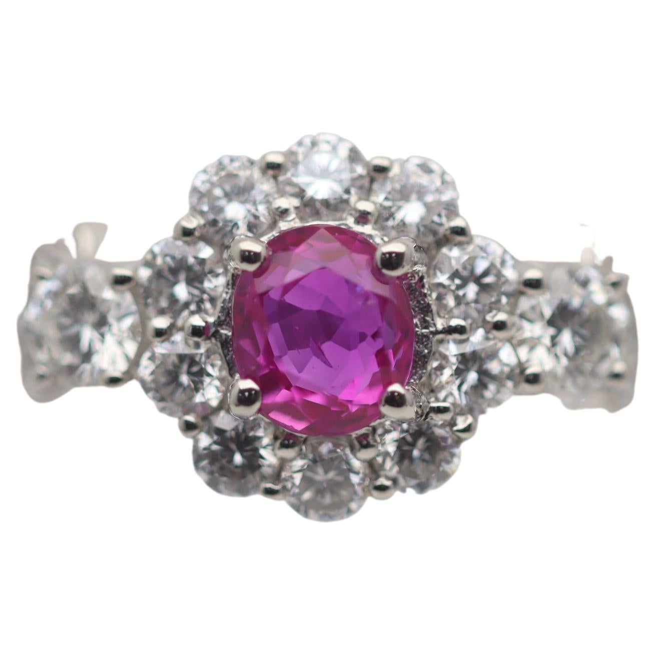 Burmese Ruby Diamond Platinum Ring, GIA Certified