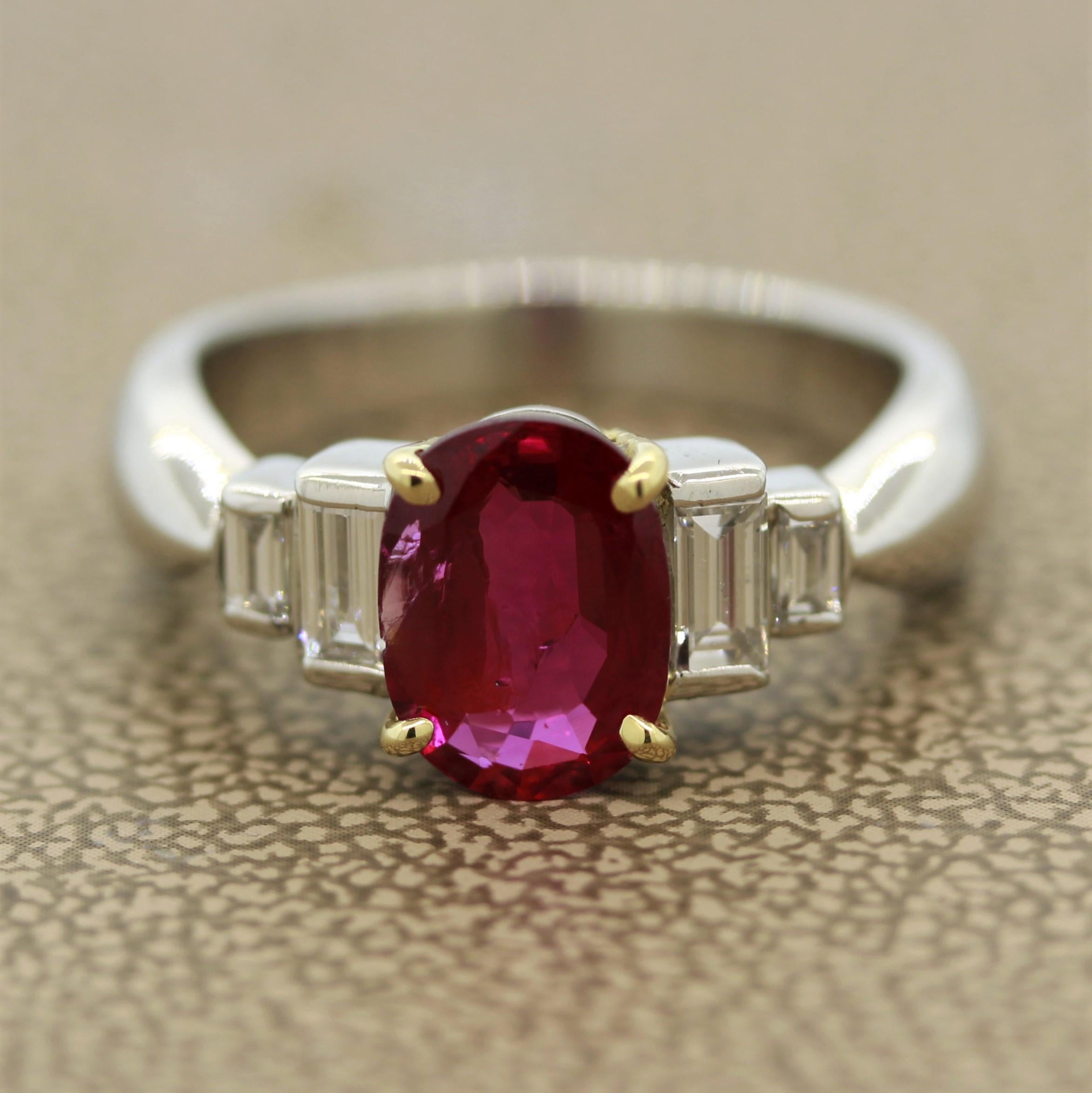 An exceptionally fine and rare stone from Myanmar (Burma) which has been certified by the GIA as natural with no treatment. It is extremely difficult to find a ruby without any treatment let alone one weighing over 1 carat. This fine stone weighs