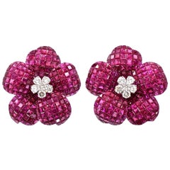 Burmesischer Rubin "Mystery Set" Diamant-Ohrringe aus Gold