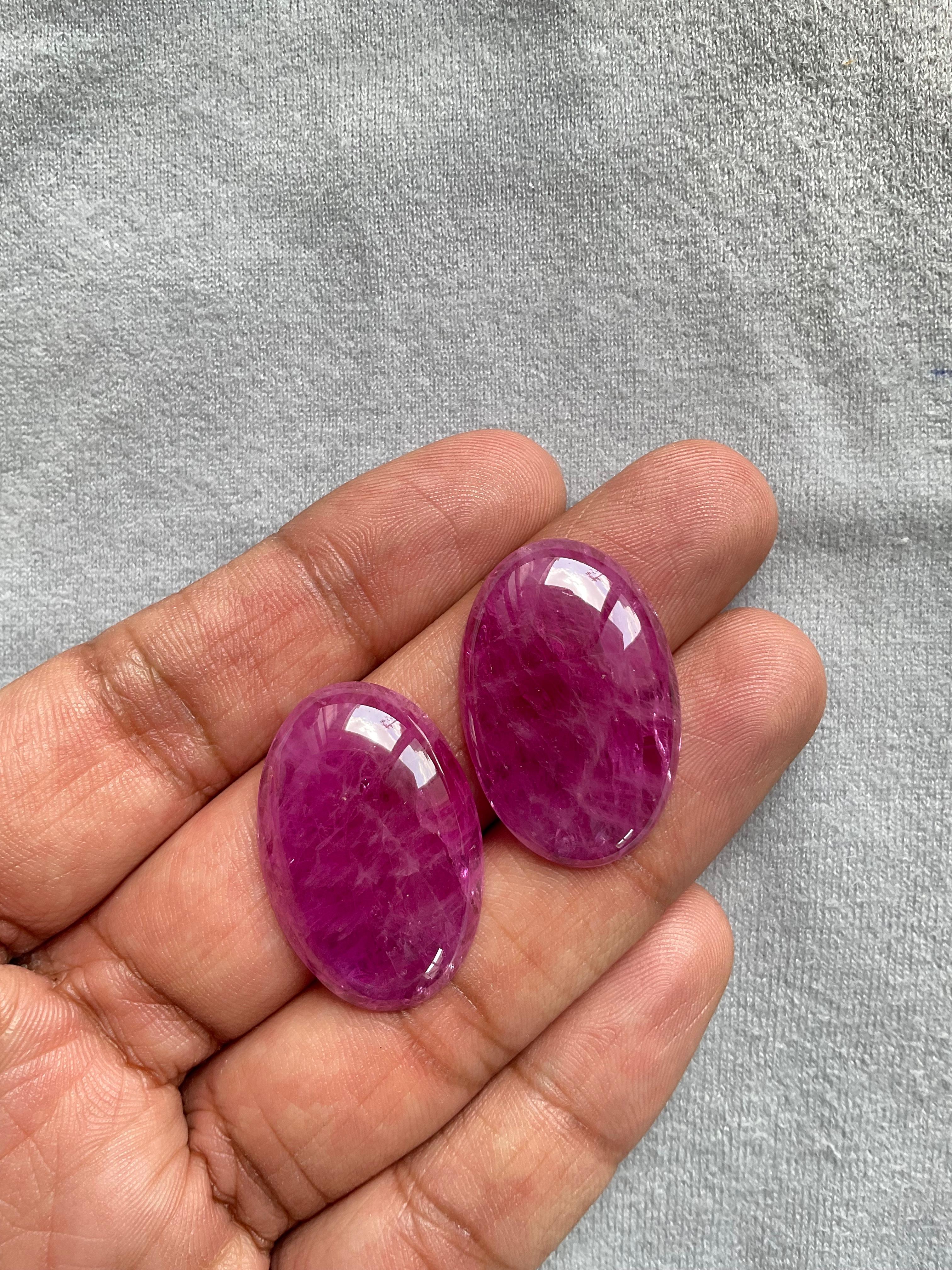 Burmese Ruby Pair Cabochons for Fine Jewellery Earrings In New Condition In Jaipur, RJ