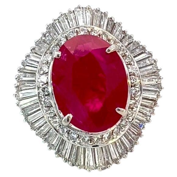 Burmese Ruby Ring with Diamonds