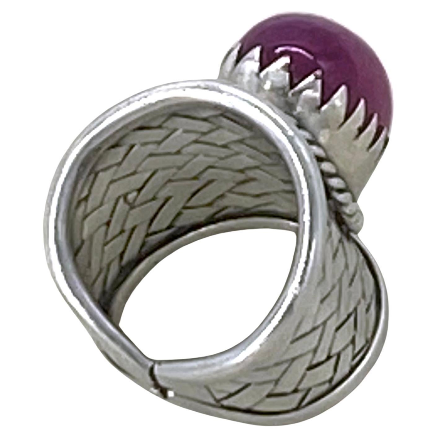 Burmese Ruby Sterling Silver Statement Ring (Künstler*in)
