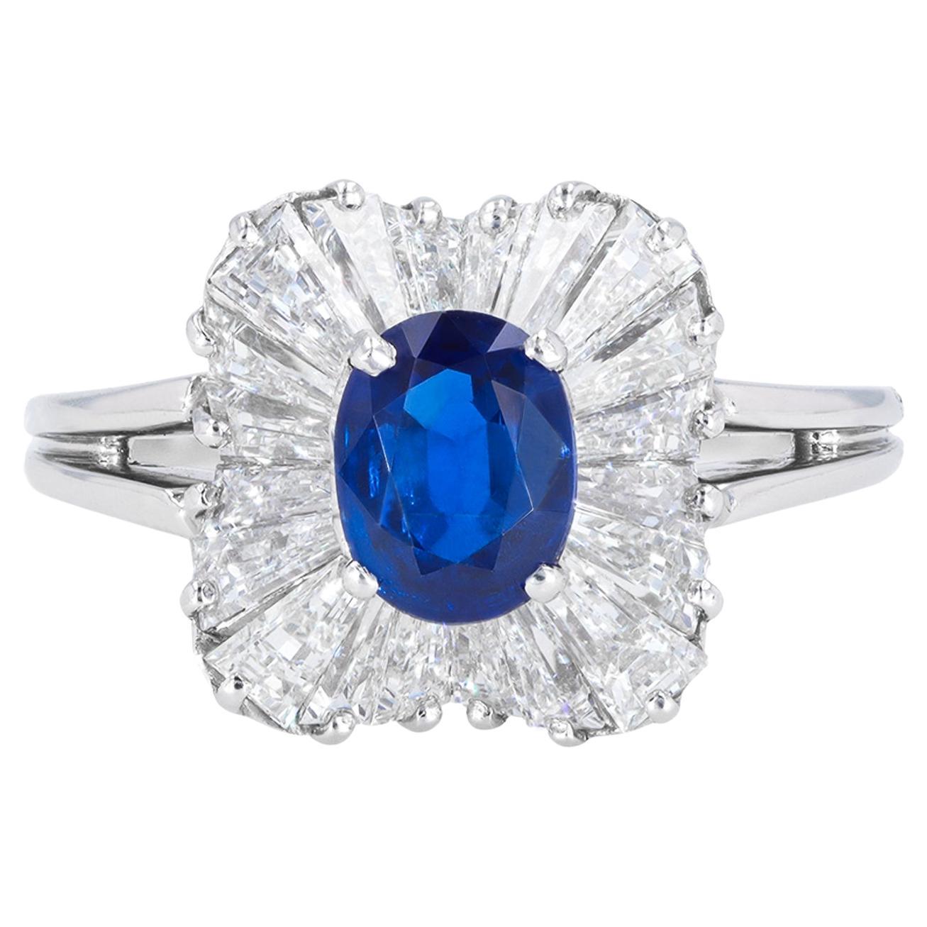 Burmese sapphire and diamond ballerina ring by Oscar Heyman Bros, circa 1970. 