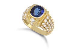 Burmese Sapphire and Diamond bombé cluster ring, French, circa 1970
