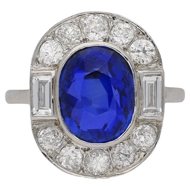Burmese sapphire and diamond cluster ring, circa 1920.