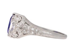 Burmese Sapphire and Diamond Cluster Ring, circa 1925