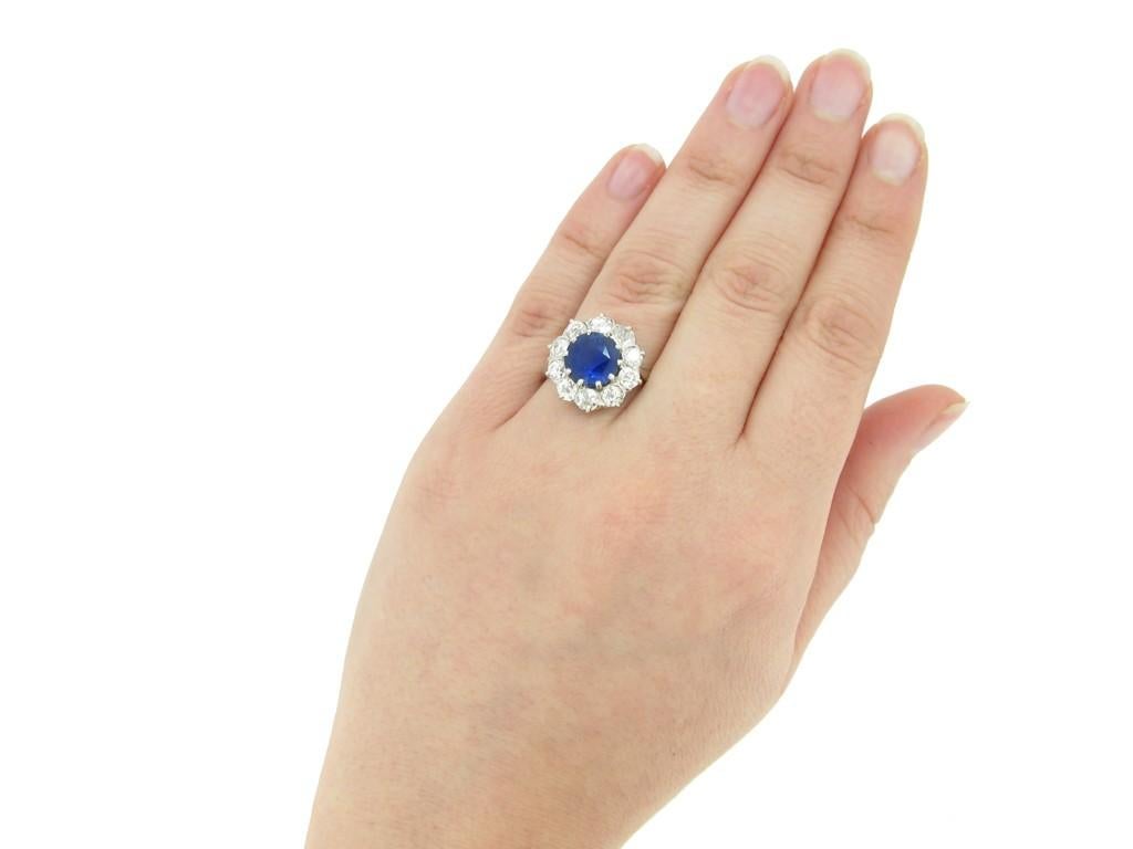 Women's Burmese Sapphire and Diamond Coronet Cluster Ring, French, circa 1910 For Sale