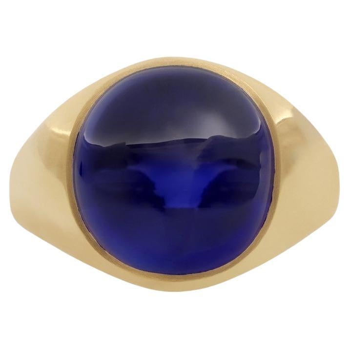 Burmese Sapphire Cabochon Solitaire Ring, circa 1990 For Sale