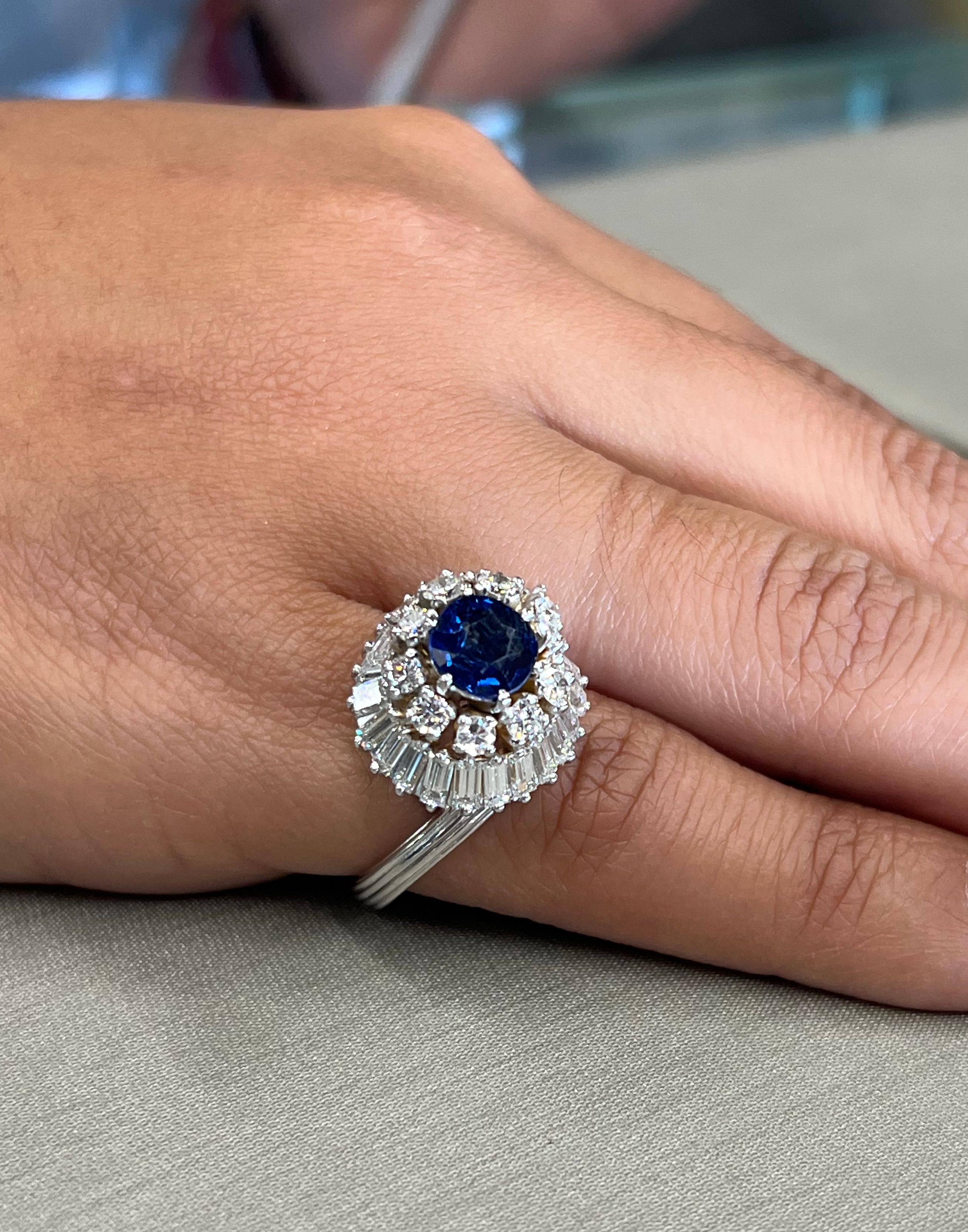 Burmese Sapphire & Diamond Estate Cocktail Ring In Good Condition For Sale In MIAMI, FL