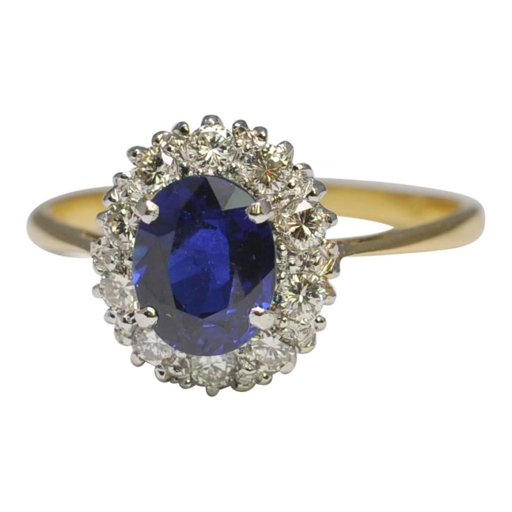 Burmese Sapphire Diamond Platinum Gold Ring In Excellent Condition In ALTRINCHAM, GB