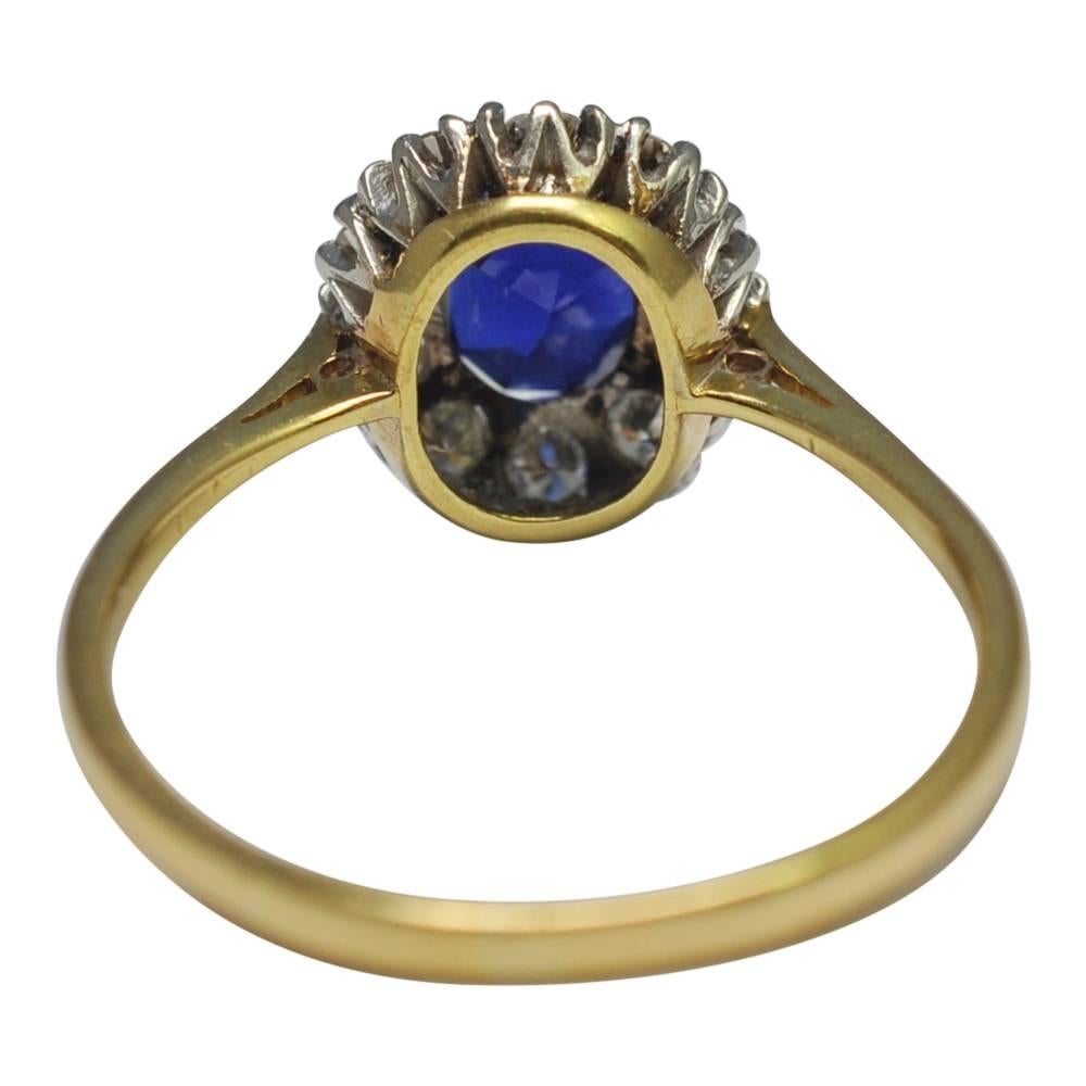 Women's Burmese Sapphire Diamond Platinum Gold Ring