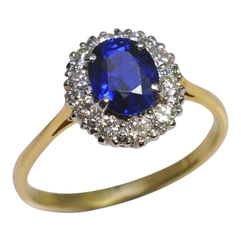 Burmese Sapphire Diamond Platinum Gold Ring 2