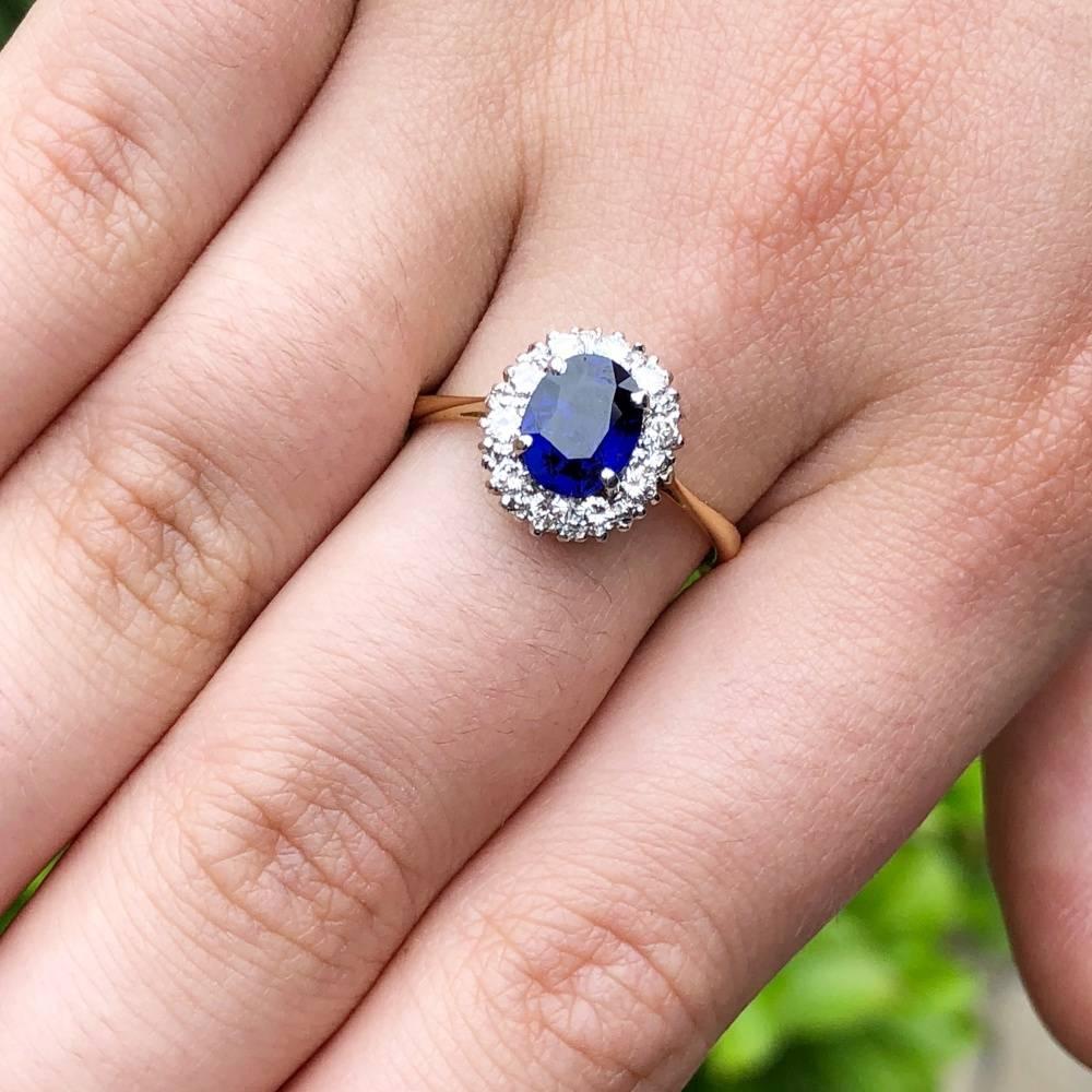 Burmese Sapphire Diamond Platinum Gold Ring 3