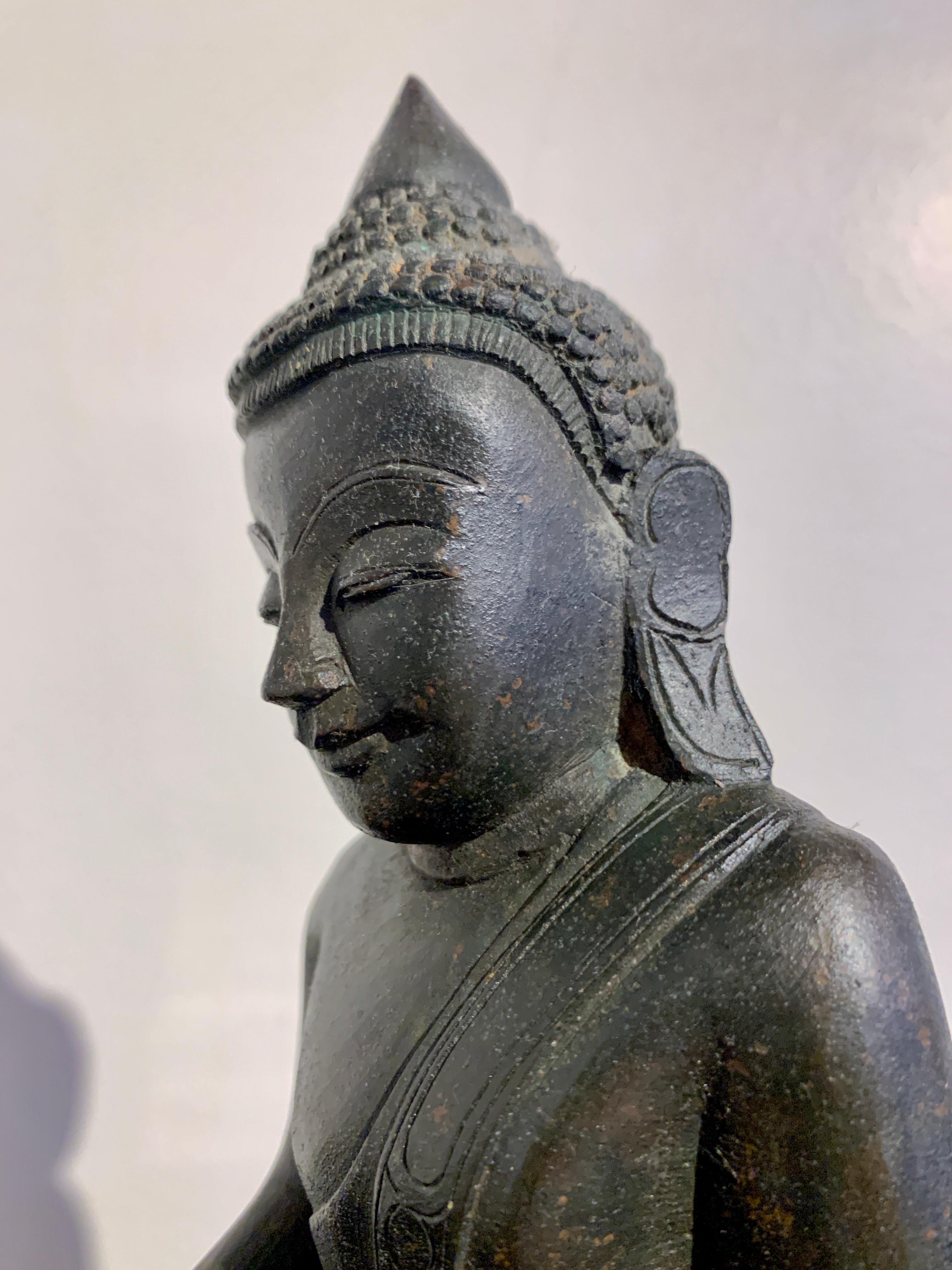 Burmese Shan Ava Style Bronze Seated Buddha, 19th Century, Burma For Sale 6