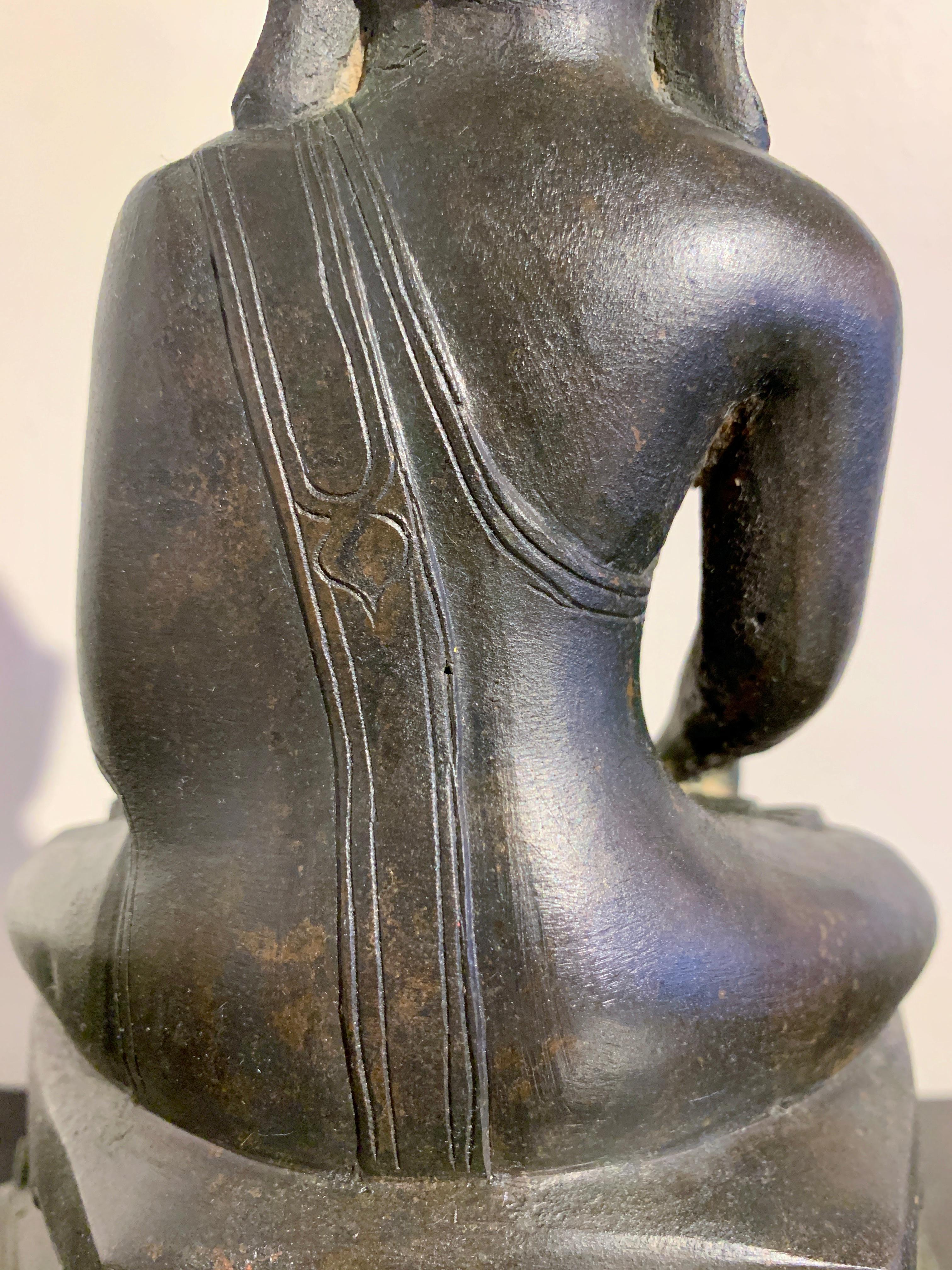 Burmese Shan Ava Style Bronze Seated Buddha, 19th Century, Burma For Sale 8