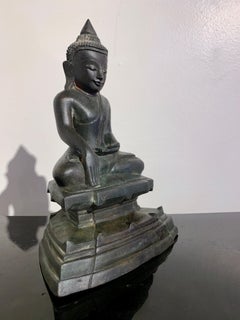 Burmese Shan Ava Style Bronze Seated Buddha, 19th Century, Burma