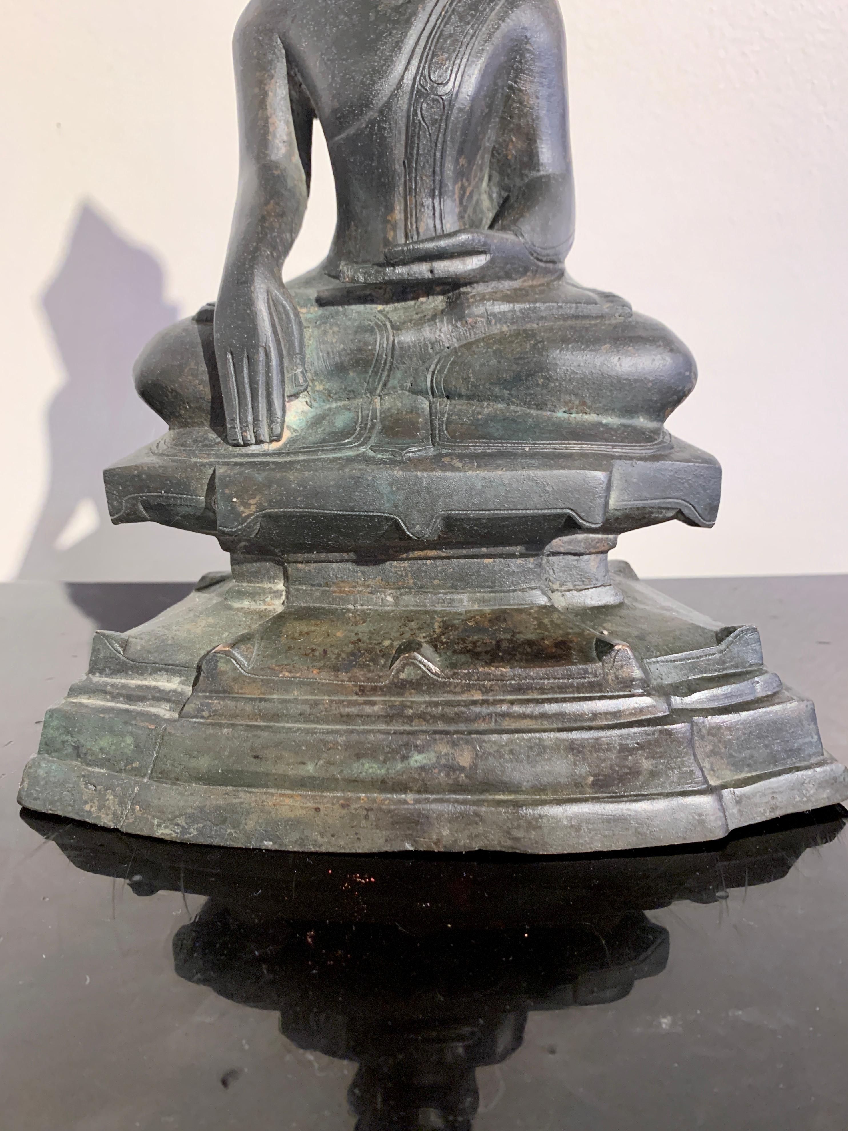Burmese Shan Ava Style Bronze Seated Buddha, 19th Century, Burma For Sale 3