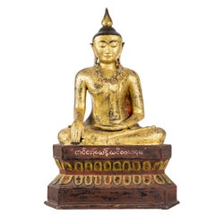 Burmese Shan Gilt Lacquered Shakyamuni Buddha