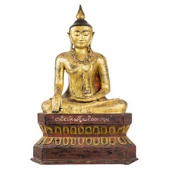 Burmese Shan Gilt Lacquered Shakyamuni Buddha