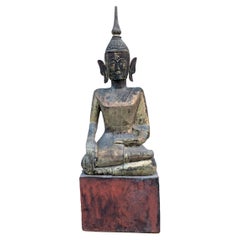 Antique Burmese Shan Style Gilt Wood Buddha, Early 20th Century
