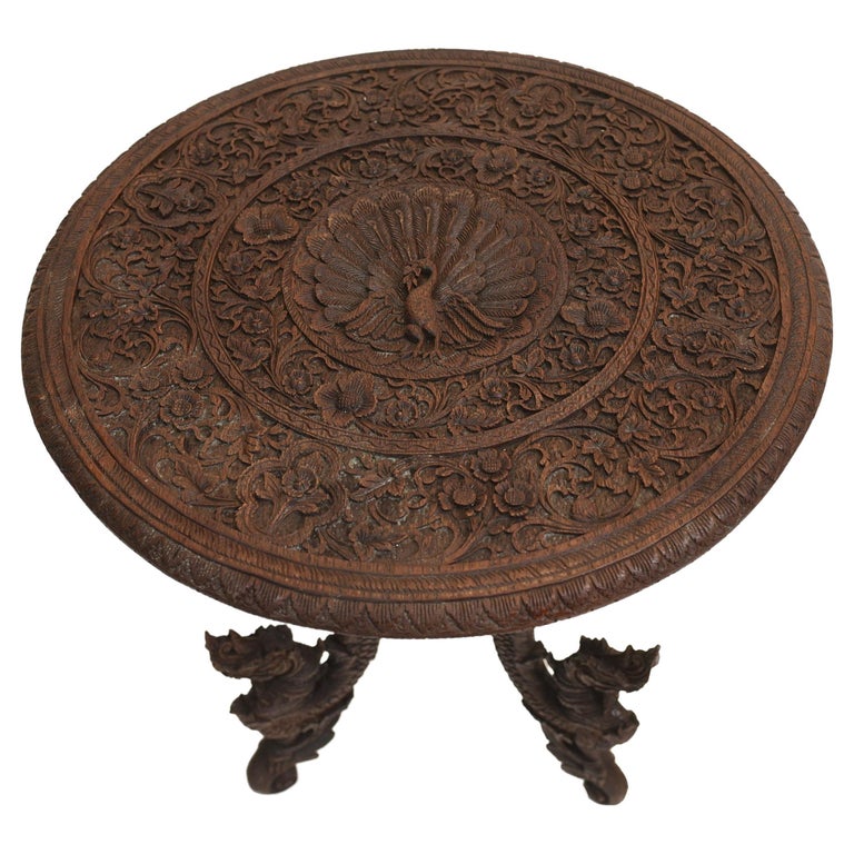 Burmese Side Table Antique Carved Burma Furniture For Sale at 1stDibs