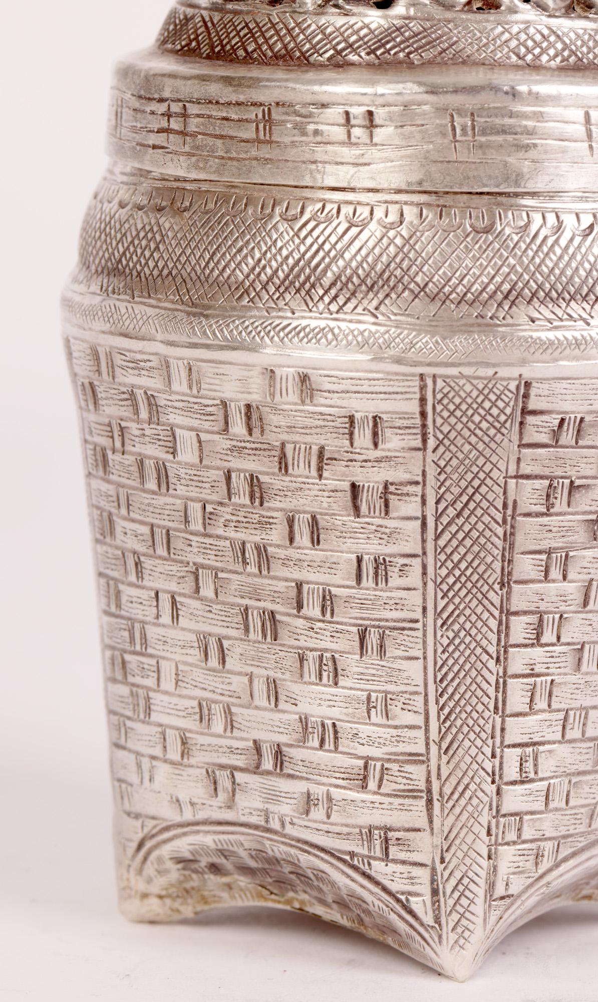 Burmesisches Silber Korbform Deckelgefäße 1