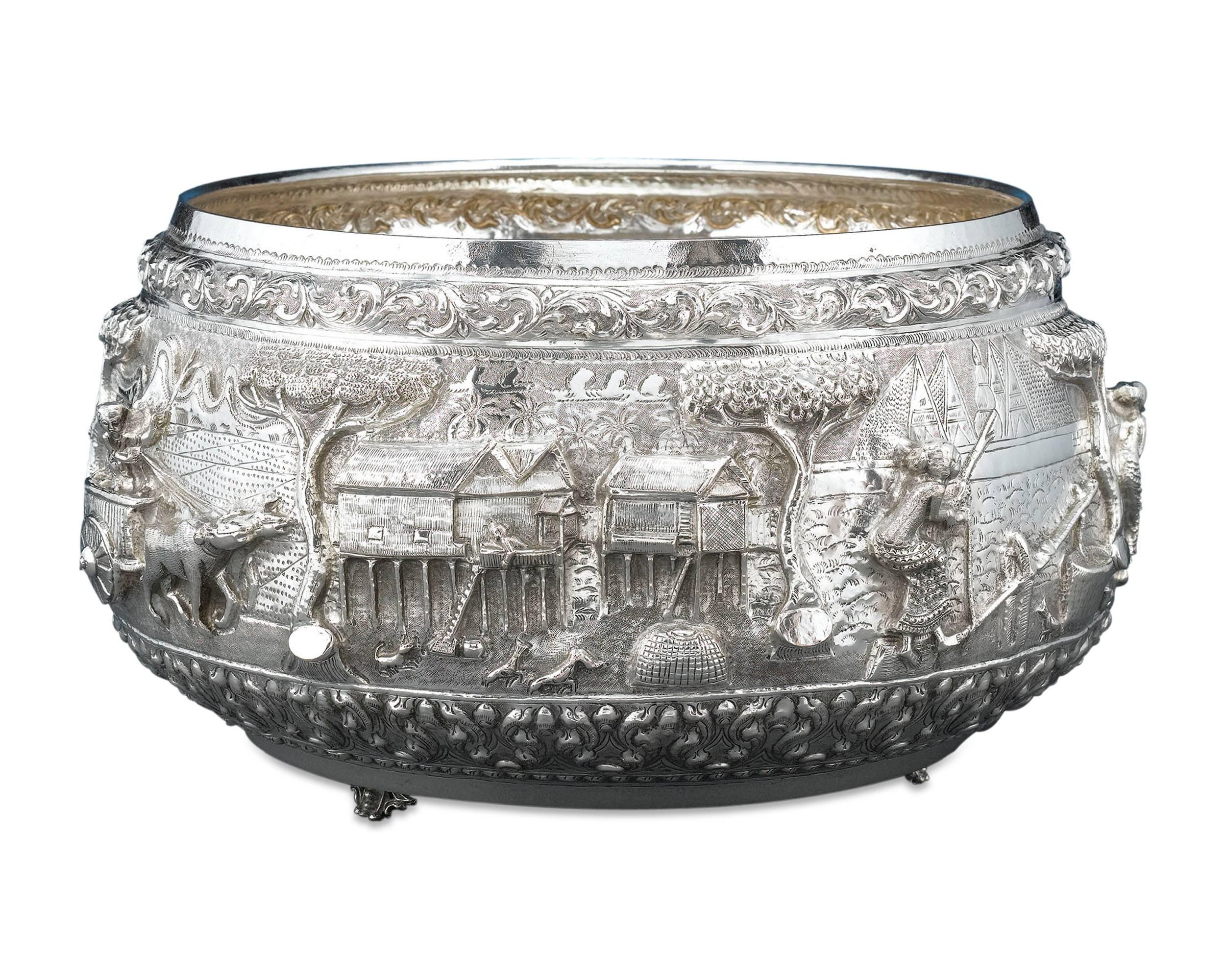 Repoussé Burmese Silver Bowl