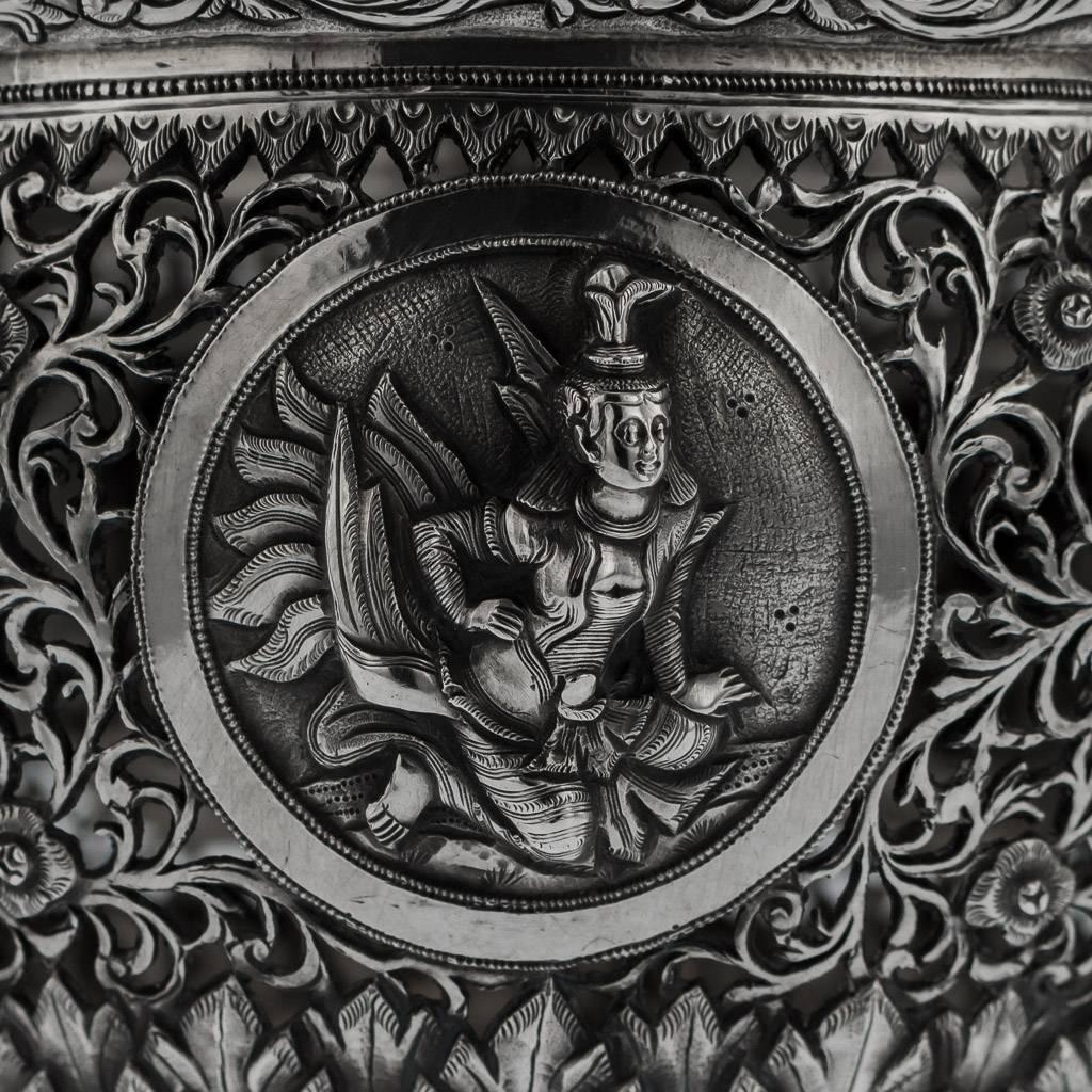 Burmese Silver Bowl, Rangoon, Elephant Mark, circa 1900 4