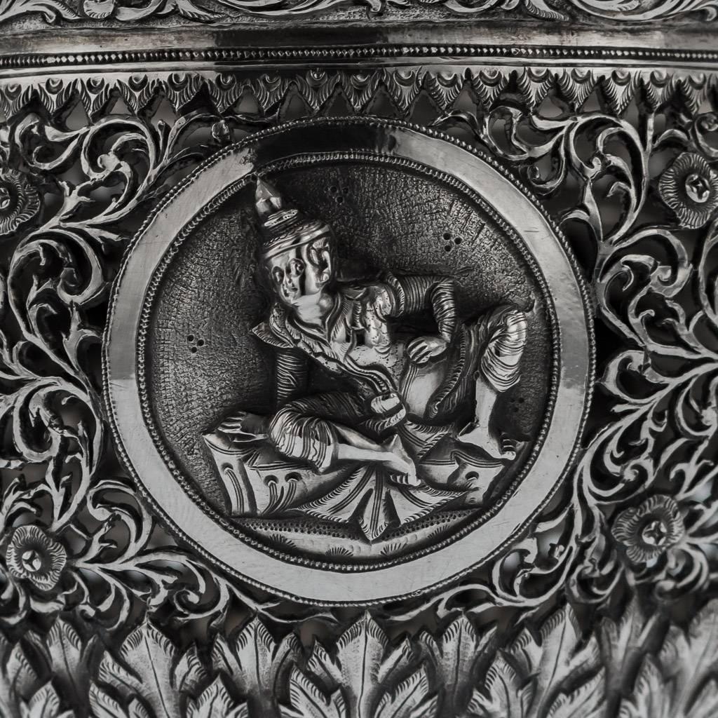 Burmese Silver Bowl, Rangoon, Elephant Mark, circa 1900 5