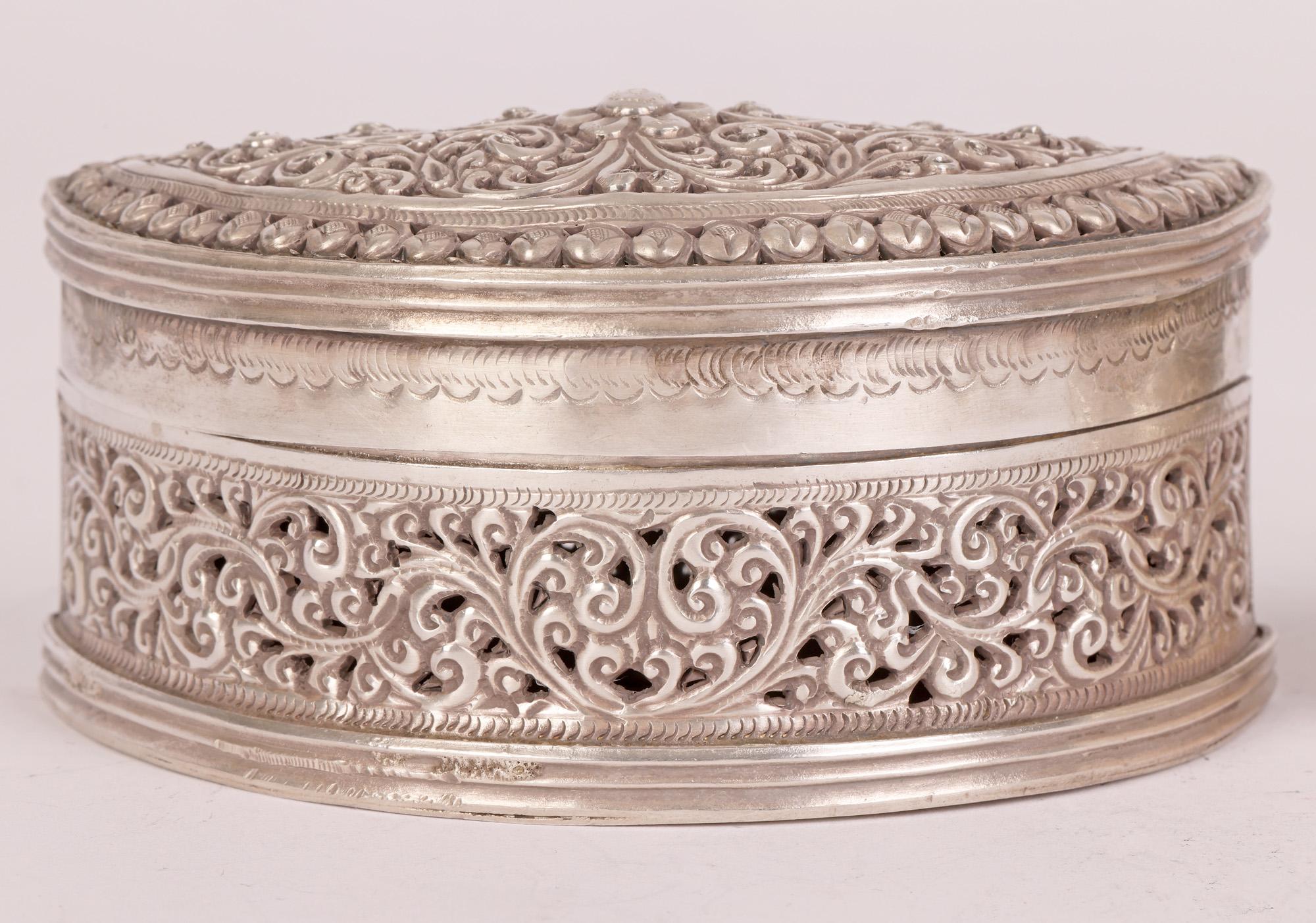 Hand-Crafted Burmese Silver Half Moon Betel Boxes