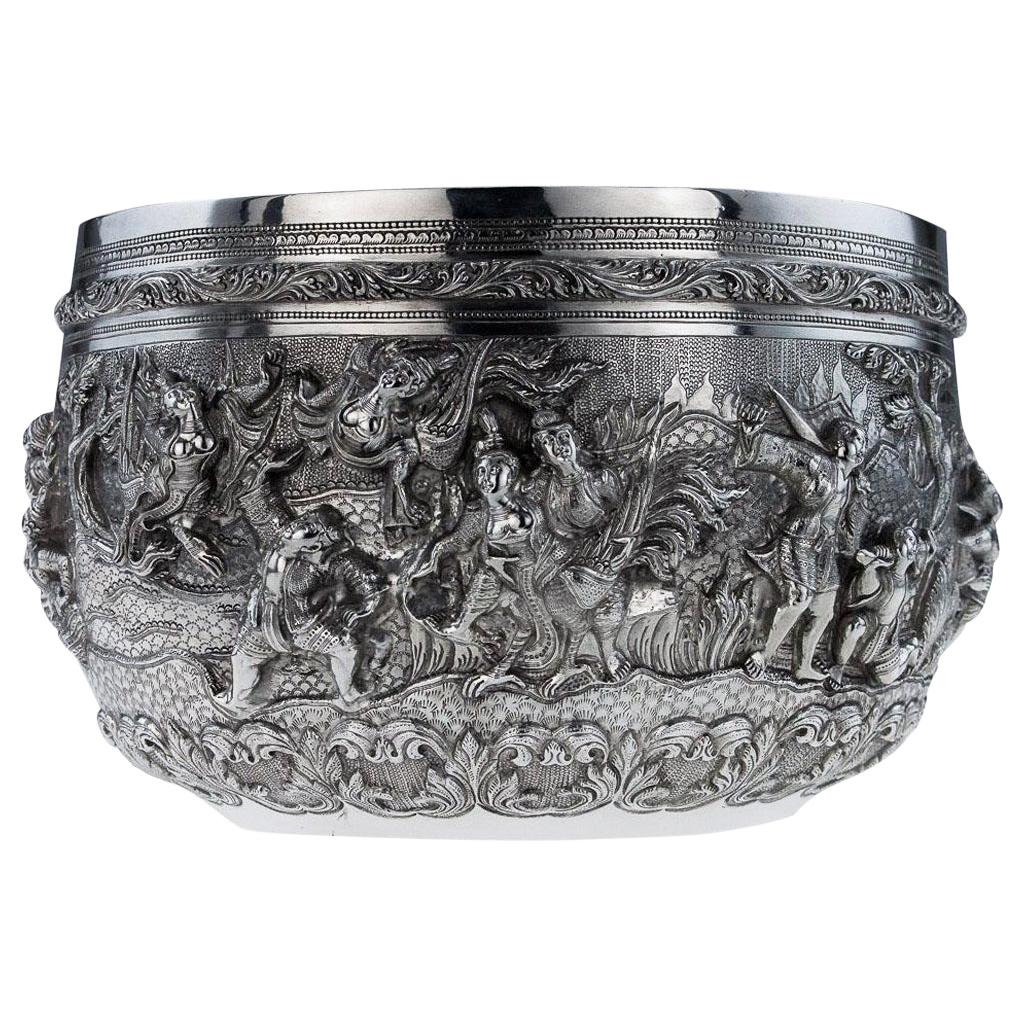 Burmese Silver Handcrafted Bowl, circa 1880
