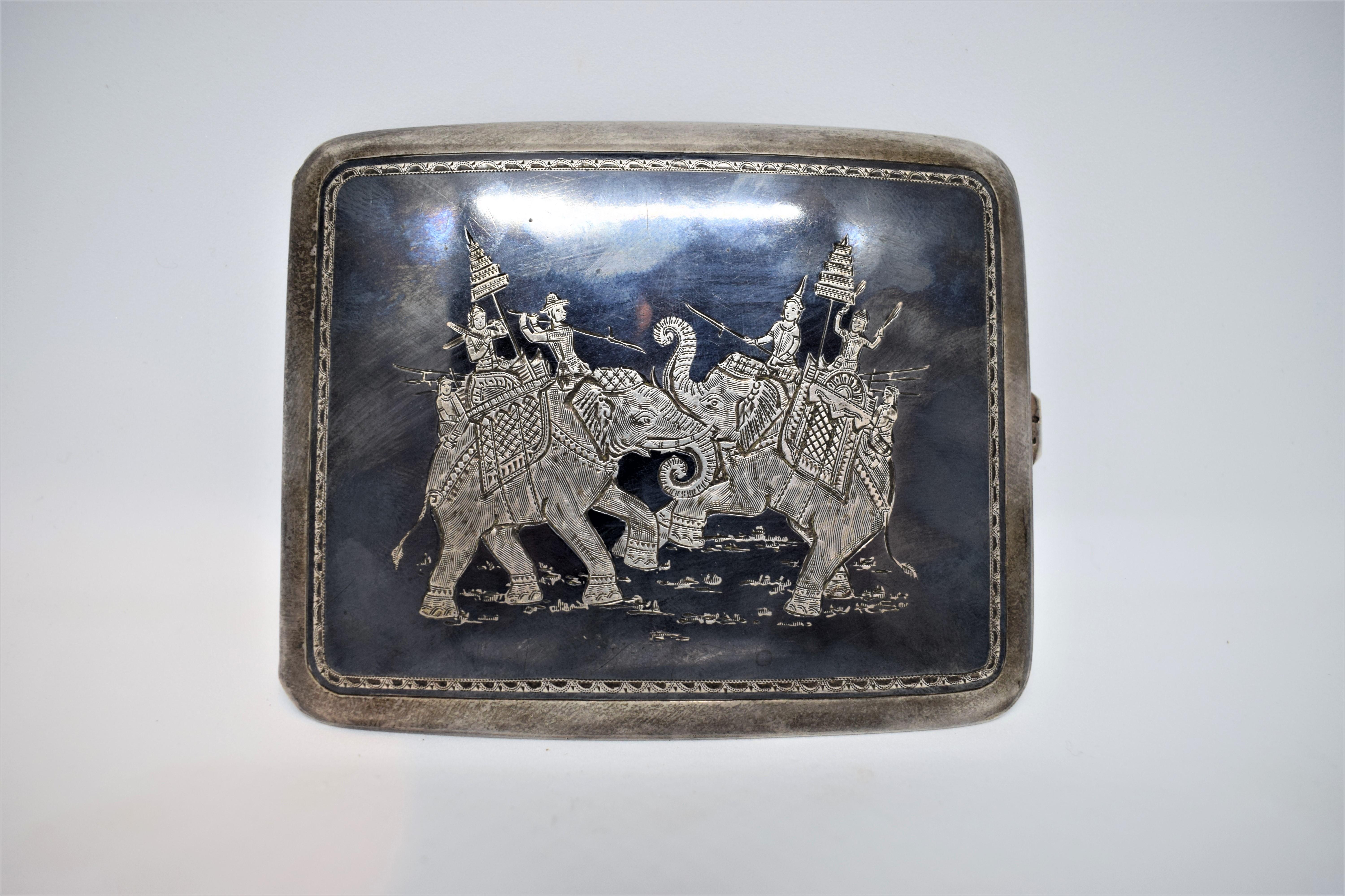 Anglo-Indian Burmese Silver Pocket Cigarette Case, Late 19th Century For Sale