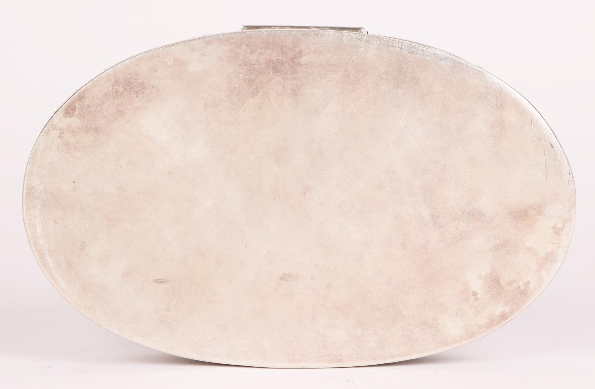 Caja ovalada con tapa de plata birmana Árbol de la Vida 5