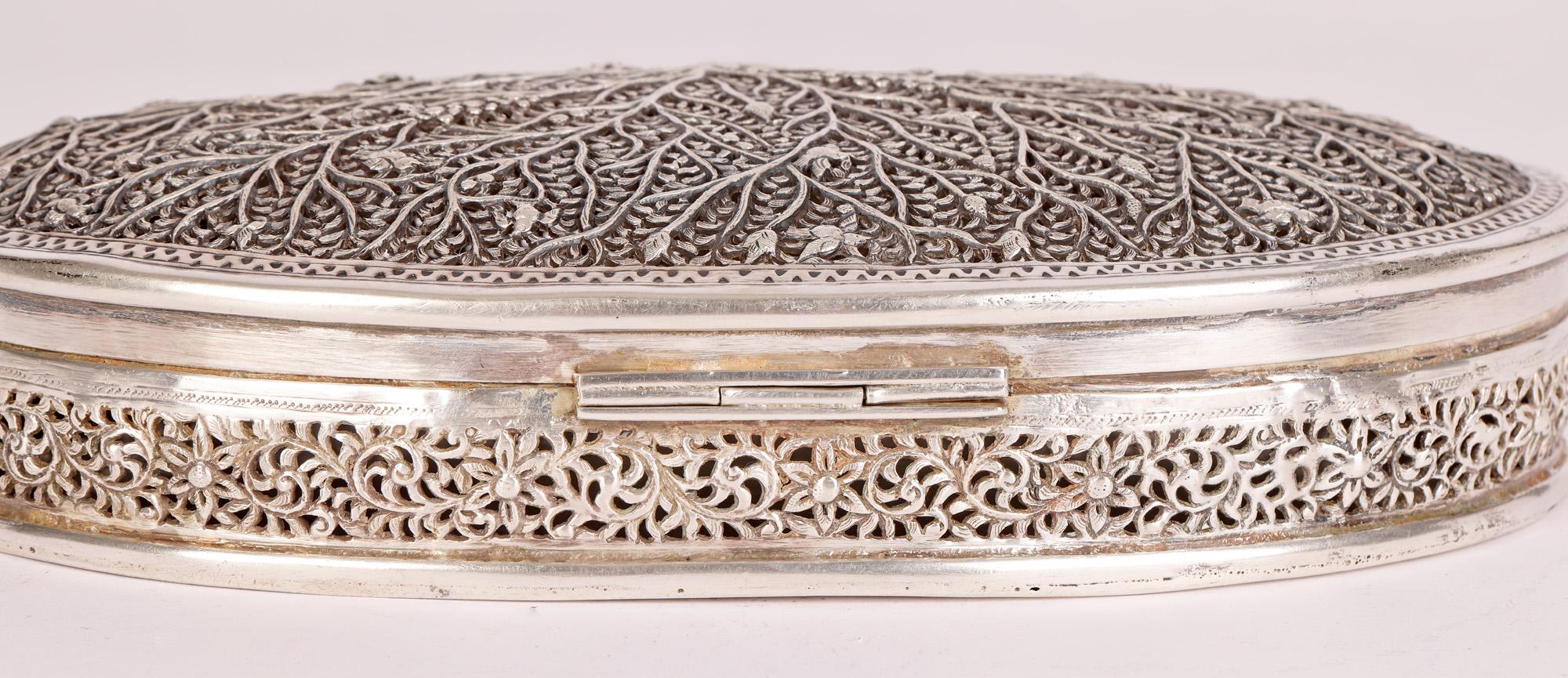 Burmese Silver Tree of Life Oval Lidded Box 3